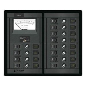 Blue Sea 360 DC Circuit Breaker Panel 12 Position + Meter - ChasNewensMarine