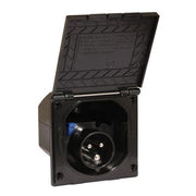 AG Flush Mounted Mains Inlet Socket Black - ChasNewensMarine
