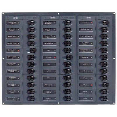 BEP 12V DC Circuit Breaker Panel 36-Way Square (No Meters)