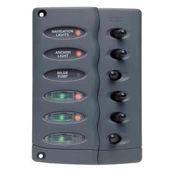 BEP Contour Switch Panel 6-Way with 3 Fuses - ChasNewensMarine