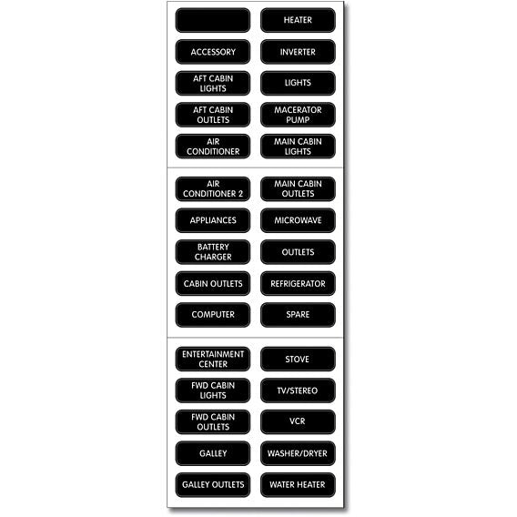 Basic AC Panel Label Set - 30 Labels | ChasNewensMarine