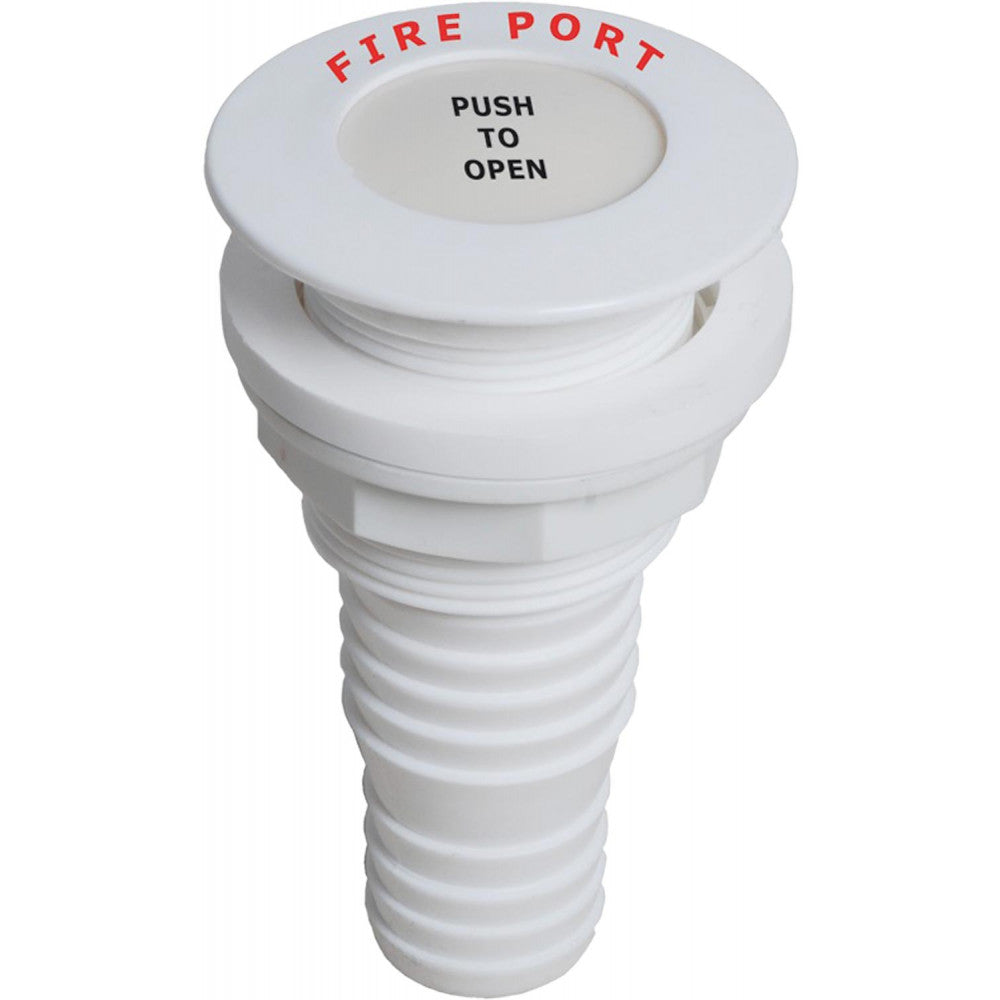 White Fire Port with Hose Adaptor for Fire Extinguisher (70mm OD)  831906 - ChasNewensMarine