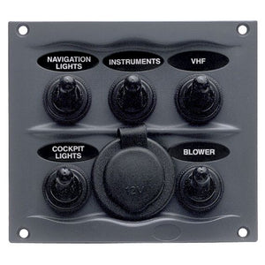 Black Waterproof Panel with 5 Switches