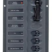 BEP 900-AC2V-ACSM AC Circuit Breaker Panel with Digital Meters, 8SP 2DP AC230V ACSM Stainless Steel Vertical