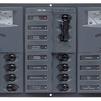 BEP 900-AC3-AM AC Circuit Breaker Panel with Analog Meters, 12SP 2DP AC230V Stainless Steel Horizonal