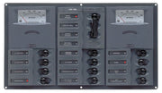 BEP 900-AC3-AM AC Circuit Breaker Panel with Analog Meters, 12SP 2DP AC230V Stainless Steel Horizonal