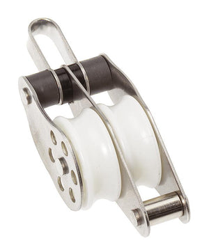 Stainless Block Double Fix Eye/Becket 30mm - ChasNewensMarine