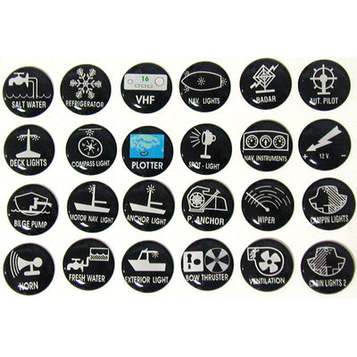 Self-adhesive function labels for switch panels - set of 24pcs by Lalizas