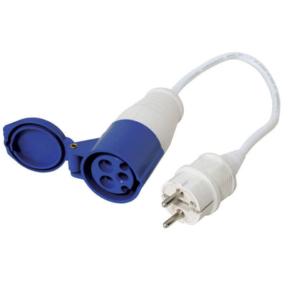 Cord Set w/ female plug 16A & Schuko Connector 16A, 220-240V, 30cm cable, blue by Lalizas