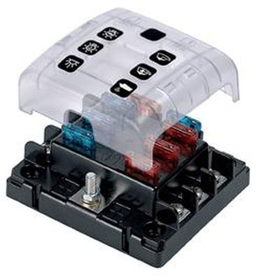 BEP ATC-6W/B ATC Six Way Fuse Holder Screw Terminals with Cover and Link