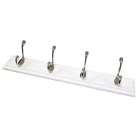 4 Coat Hooks On White Board 455 x 90mm - 372335