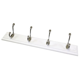 4 Coat Hooks On White Board 455 x 90mm - 372335