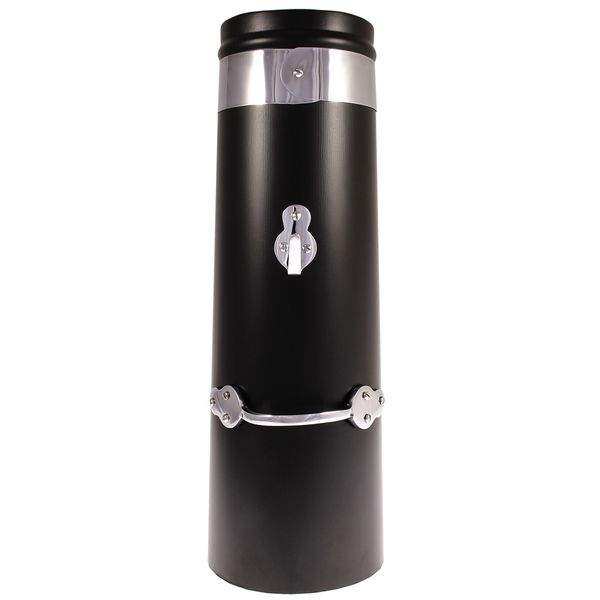 Double Skin Chimney 18" x 6" Black with Chrome Bands - CH-022/M