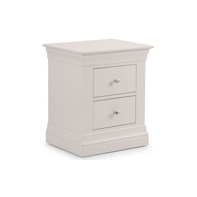 Clermont 2 Drawer Bedside Unit Light Grey Lacquer Finish