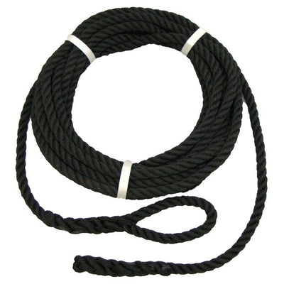 Rope Mooring 12mm x 8.5m Black - 12MM SYNTH ROPE BLK