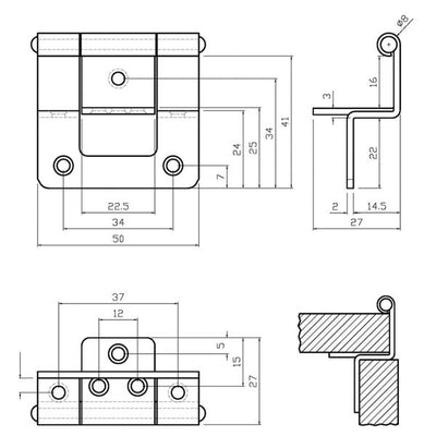 Double Cranked Hinge Brass