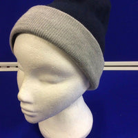 Reversible Beanie Hat Double Lined - 4 Designs in One - Blue/Grey/Light Grey Stripe