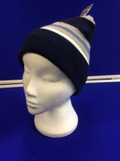 Reversible Beanie Hat Double Lined - 4 Designs in One - Blue/Grey/Light Grey Stripe