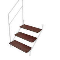 3 Tread Step & Handrail White Stainless Steel
