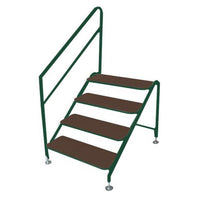 Free-Standing 4 Tread Step Green - 4 TREAD DELUXE G F/S