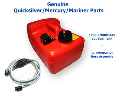 Complete Genuine Fuel Tank Kit - includes Fuel Tank & Fuel Line/Hose with all connections - Genuine Quicksilver/Mercury/Mariner Parts
