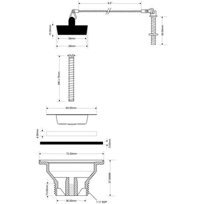 AG Standard Basin Waste Fitting 1-1/4