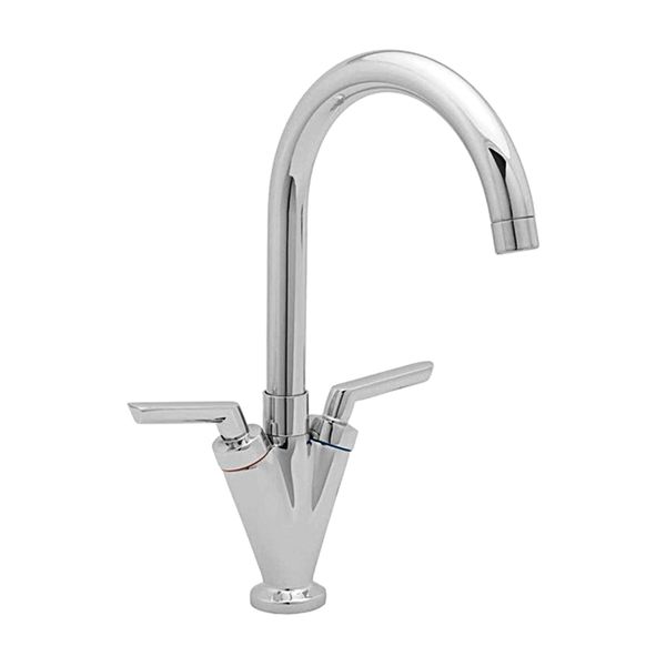 Swan Twin Lever Kitchen / Galley Monoblock Mixer Tap Chrome - GKT007 (TS77)