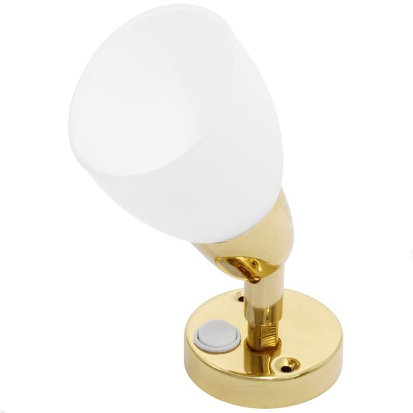 LED Adjustable Reading Light Frost Shade Brass 10-30V - 00926-BLD