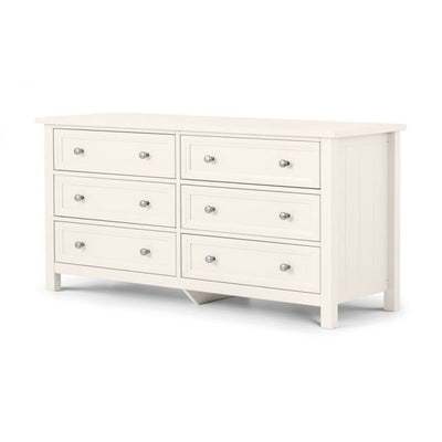 Maine 6 Drawer Wide Chest Unit Surf White Lacquer