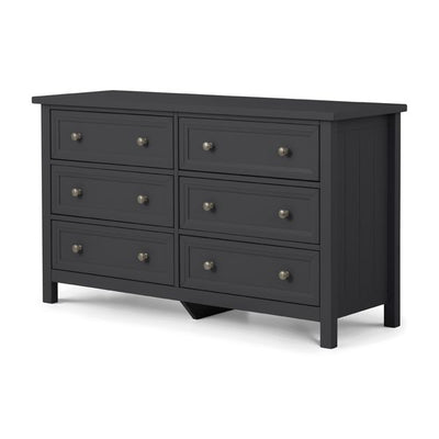 Maine 6 Drawer Wide Chest Unit Anthracite Lacquer