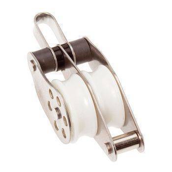 Stainless Ball Bearing Block Double Fix Eye/Becket 35mm - ChasNewensMarine
