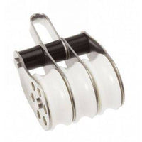 Stainless Ball Bearing Block Triple Fixed Eye & Becket 45mm - ChasNewensMarine