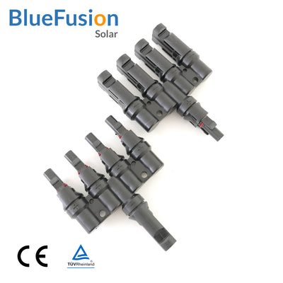 MC4 T-Branch Connector Pair, 4-to-1 branch circuit