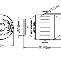 In-line Turbo Bilge Blower, 230CFM, Waterproof to IP66, 3″ Hose (Dia.)