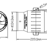 In-line Turbo Bilge Blower, 330CFM, Waterproof to IP66, 4″ Hose (Dia.)