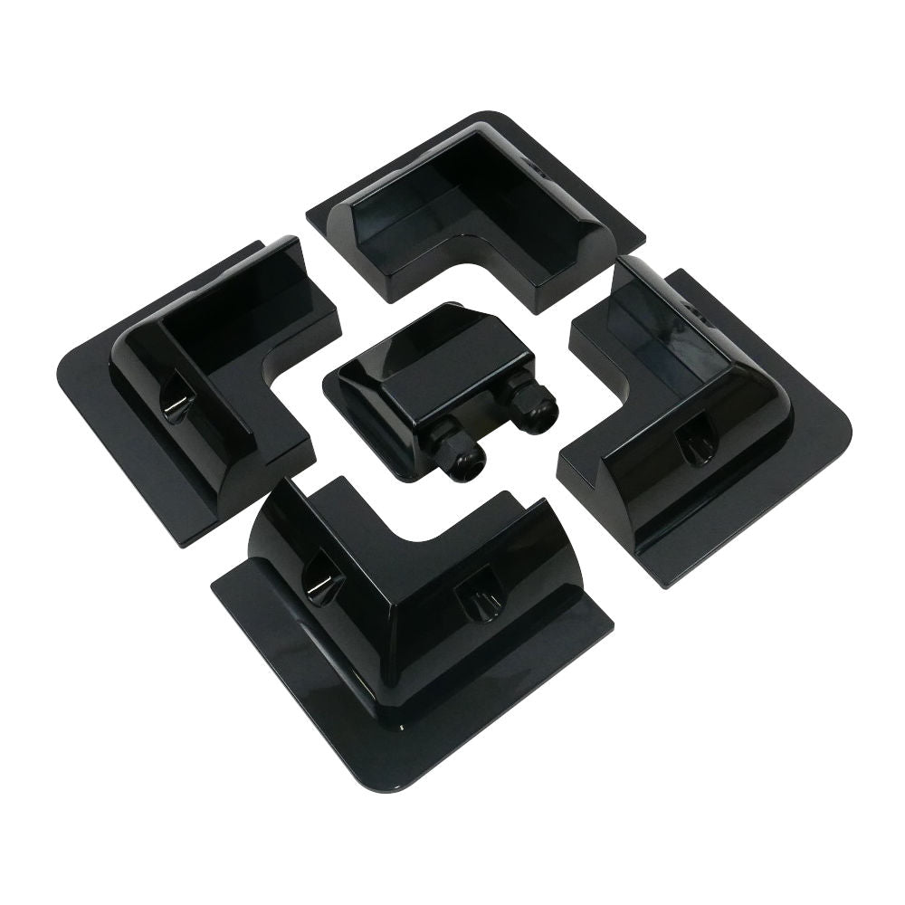 Solar Panel 4 Corner Bracket and Gland set, Black