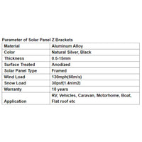 Solar Panel Z Brackets, Set of 4