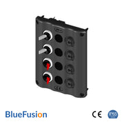 12V Switch Panel with Glow RED Toggles, 4 Gang, IP65 Rated – BlueFusion