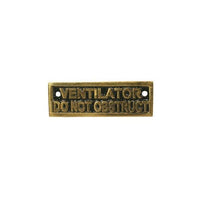 AG Ventilator Do Not Obstruct Name Plate Brass - ChasNewensMarine