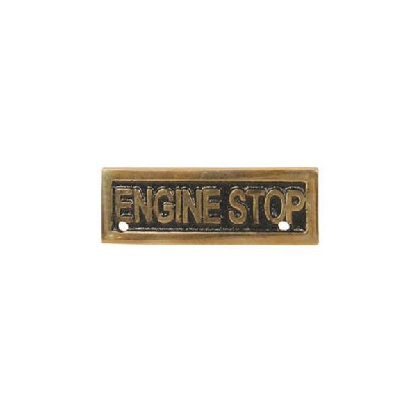 AG Engine Stop Name Plate Brass - ChasNewensMarine