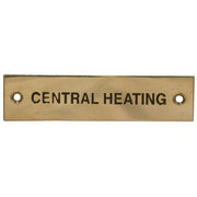 AG "Central Heating" Label Brass 75 x 19mm