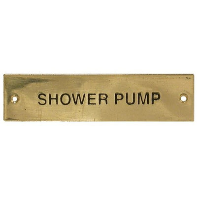 AG Shower Pump Label Brass 75 x 19mm