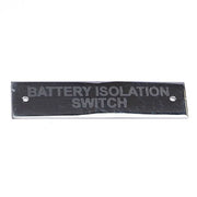 AG SP Battery Isolation Switch Label Chrome 75 x 19mm Packaged
