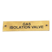 AG SP Gas Isolation Valve Label Brass 75 x 19mm