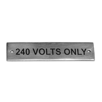 AG SP 240 Volt Only Label Chrome 57 x 12mm