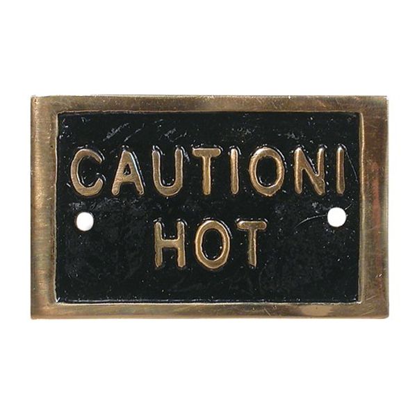 AG Caution Hot Name Plate Brass (75 x 45mm)