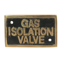 AG Gas Isolation Valve Name Plate Brass - ChasNewensMarine