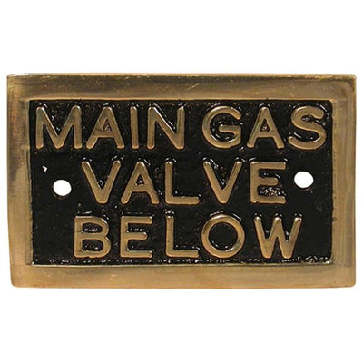 AG Main Gas Valve Below Name Plate Brass (70 x 45mm)