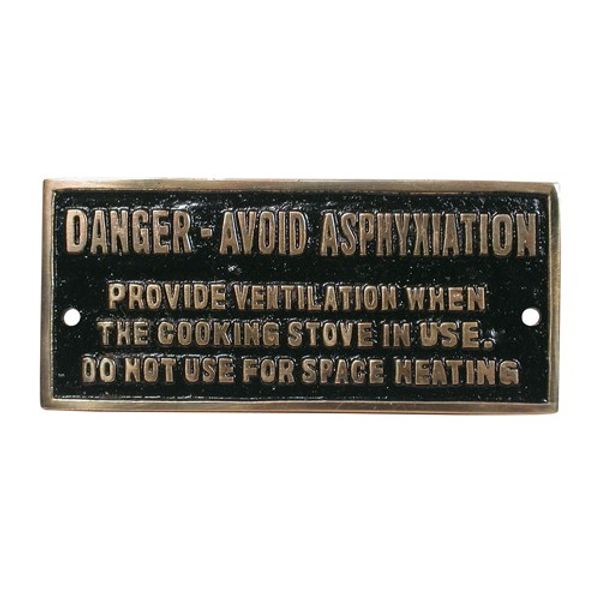 AG Danger Avoid Asphyxiation Name Plate Brass - ChasNewensMarine