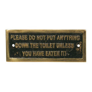 AG Please Do Not Put Down The Toilet Name Plate Brass - ChasNewensMarine